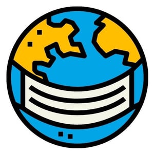 Clip art style image of the Earth wearing a facebook