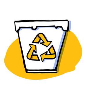 Wordnerds website doodle recycling bin