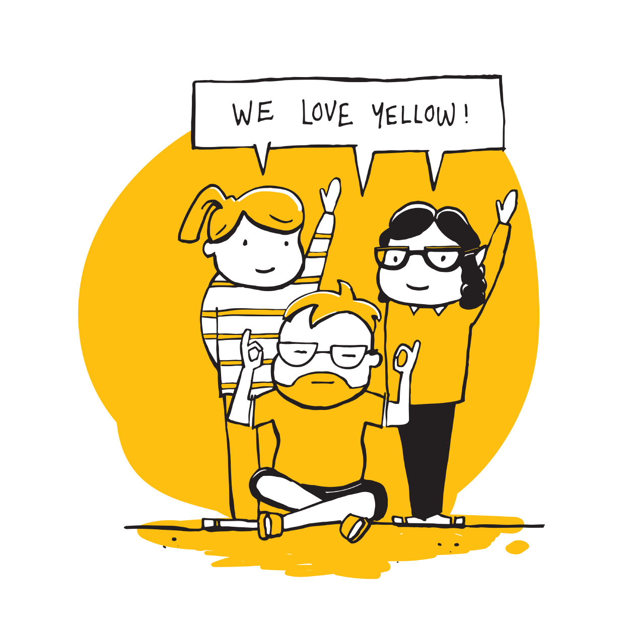 Three people who love the colour yellow